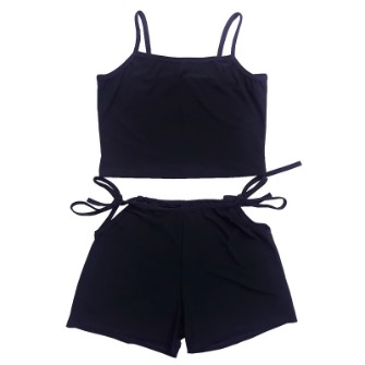 تاپ و شلوارک زنانه راحتی بندی ظریف