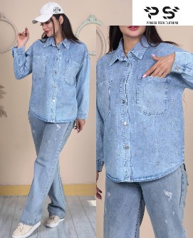 شومیز جین نگین دار