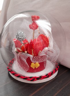 باکس شیشه ای شمع گل تدی